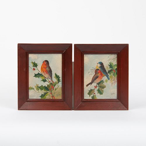 CHARMING PAIR OF FRAMED BIRD PAINTINGS 3aa04f