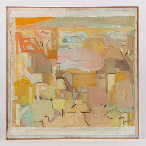 HAL PARKER ABSTRACT OIL ON MASONITEHal 3aa05a