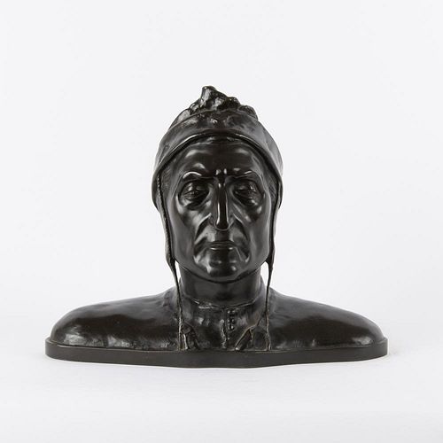 PATINATED BRONZE BUST OF DANTE