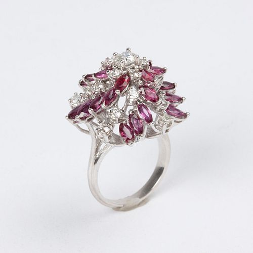 RUBY DIAMOND COCKTAIL RING 1CTW 3aa091