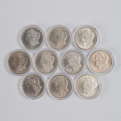 10 MORGAN SILVER DOLLARS 1882-1884A