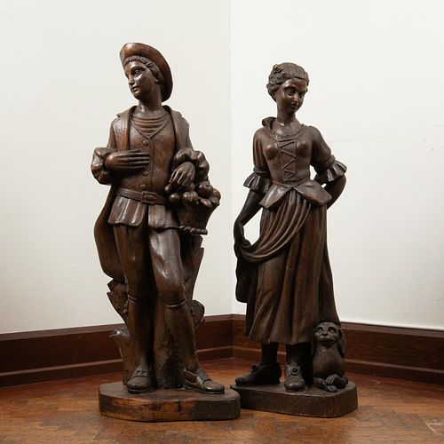 19TH C. FRENCH CARVED WOOD FIGURES,