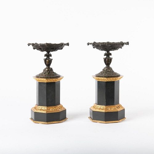 19TH C. SLATE & BRONZE TAZZA MANTEL