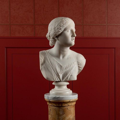 CLASSICAL WHITE MARBLE BUST OF ARTEMISA