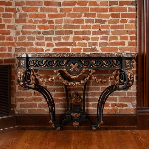 FRENCH IRON MARBLE CONSOLE EARLY 3aa13e