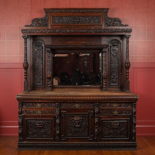 19TH C. RENAISSANCE REVIVAL CARVED OAK