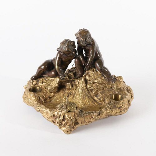 GILT AND PATINATED BRONZE SCULPTURAL 3aa142