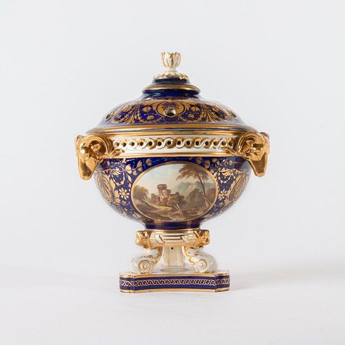 FINELY PAINTED BLOOR DERBY LIDDED