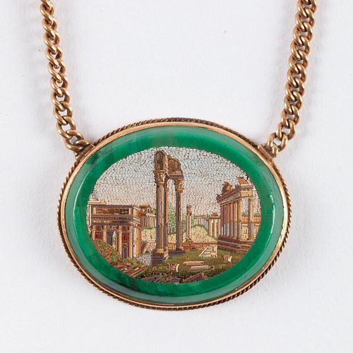 14K GOLD GRAND TOUR PIETRA DURA 3aa156