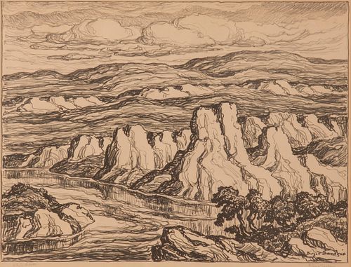 BIRGER SANDZEN WHITE ROCKS PENCIL SIGNED 3aa195