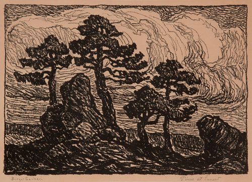 BIRGER SANDZEN 'PINES AT SUNSET'