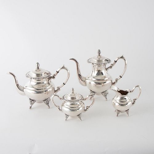 FOUR-PIECE 950 STERLING TEA SETA four-piece