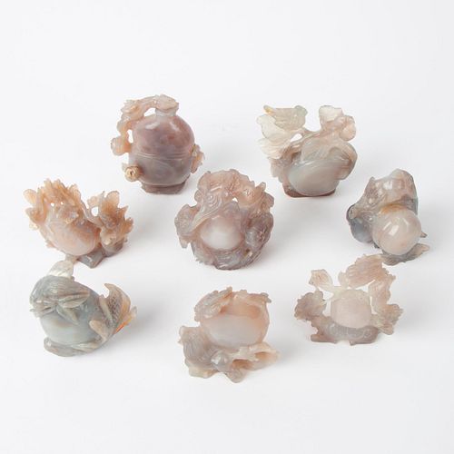 EIGHT CHINESE AGATE CARVINGSA group 3aa1d9