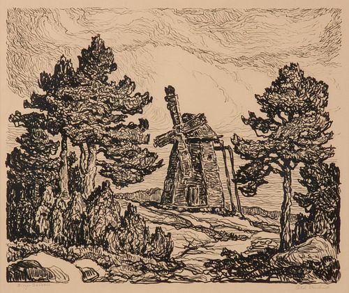 BIRGER SANDZEN OLD WINDMILL PENCIL SIGNED 3aa1e6