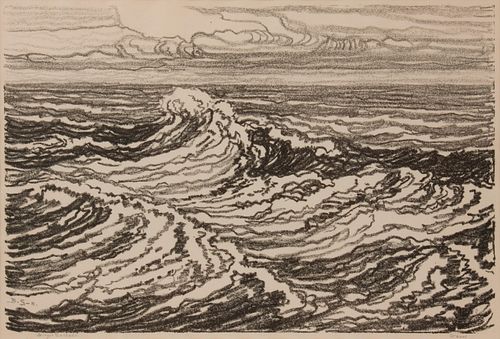 BIRGER SANDZEN WAVES PENCIL SIGNED 3aa1e3