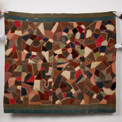 19TH C HAND STITCHED CRAZY QUILTA 3aa1f9