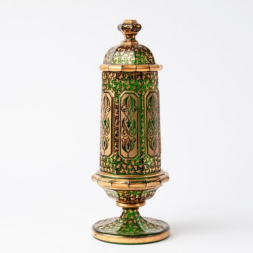 MOSER (ATTR.) GILT GREEN GLASS