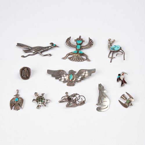 GROUP OF 11 NATIVE AMERICAN JEWELRY