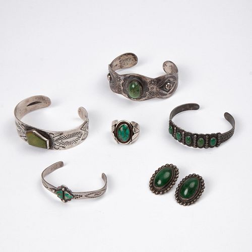 GROUP OF 6 GREEN TURQUOISE NATIVE 3aa228