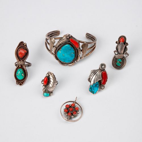 GROUP OF 6 NATIVE AMERICAN TURQUOISE