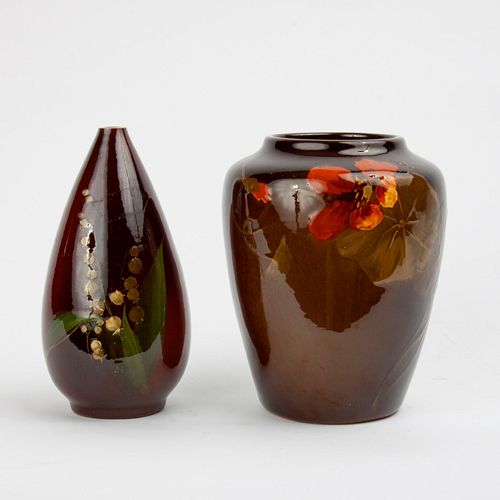 TWO AMERICAN ART POTTERY VASES,