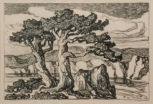 BIRGER SANDZEN ARROYO WITH TREES  3aa28b