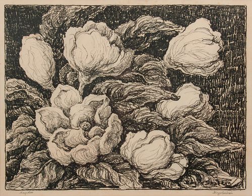 BIRGER SANDZEN 'MAGNOLIAS' PENCIL-SIGNED