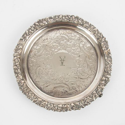 SHEFFIELD SILVER SALVER WITH ENGRAVED