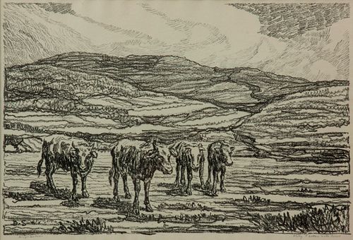 BIRGER SANDZEN 'HILLY PASTURE WITH