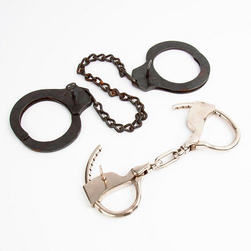 19TH 20TH C HANDCUFFS AND LEG 3aa2fa