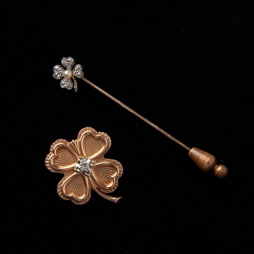 DIAMOND FOUR LEAF CLOVER GOLD PENDANT 3aa313