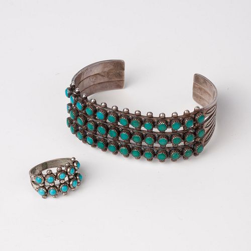 ZUNI SNAKE EYES CUFF & RING, STERLINGThis