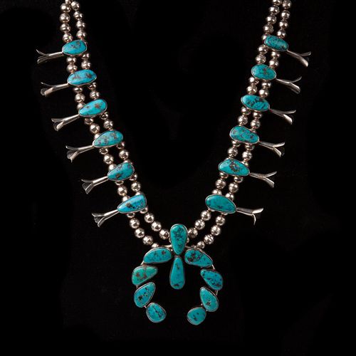 TURQUOISE SQUASH BLOSSOM NECKLACE  3aa346