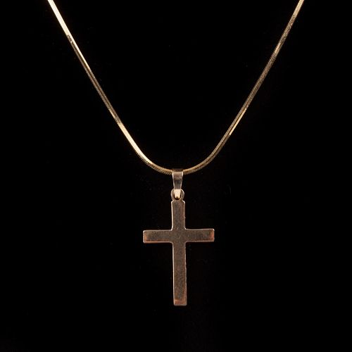 14K GOLD CROSS NECKLACE, SIGNED14k