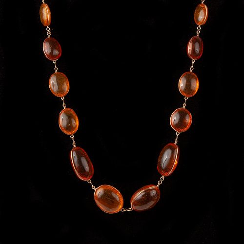 AMBER WIRE WRAPPED BEAD NECKLACE
