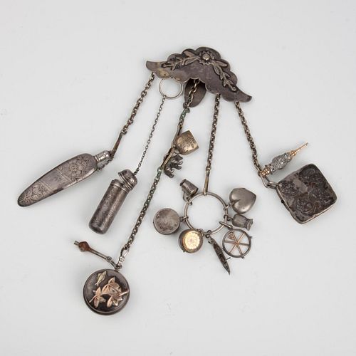 ANTIQUE LARGE CHATELAINE W/ FIVE