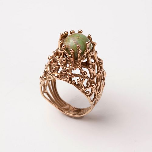 14K FILIGREE CONNEMARA RING SIZE 3aa365