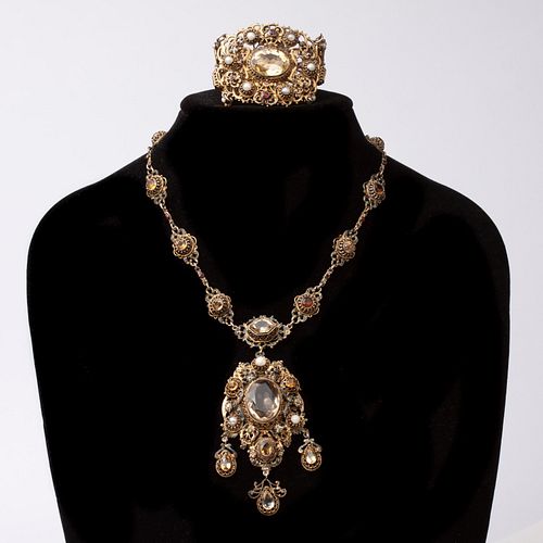 AUSTRO HUNGARIAN DEMI PARURE, CITRINE,