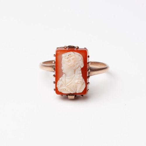 14K ANTIQUE HARDSTONE CAMEO RING  3aa37a