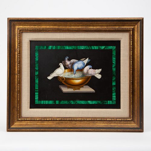 19TH C PIETRA DURA DOVES OF PLINY  3aa3b4