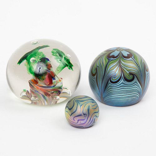 THREE PAPERWEIGHTS INCLUDING ORIENT