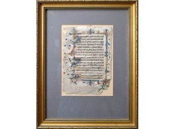 Framed 14th C English vellum manuscript 3aa4a9