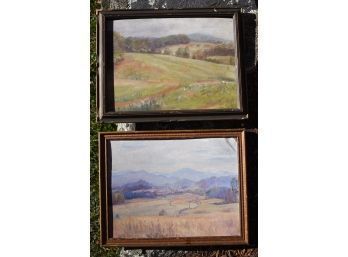 Two unsigned framed oil paintings, depicting