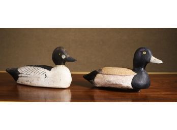 Two painted wood duck decoys a 3aa527