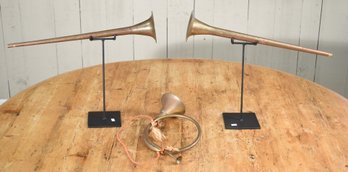 A pair of antique brass coaching