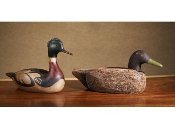 Cork black duck decoy with wood head,