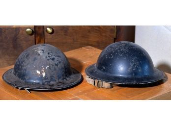Two antique painted metal military
