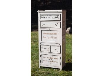 Multi drawer and door cabinet with distressed