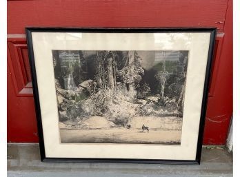 Lithograph depicting a dark forest 3aa5ba