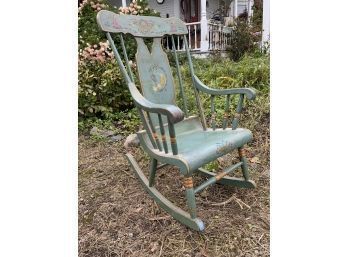 A 19th C green painted rocking 3aa5d8